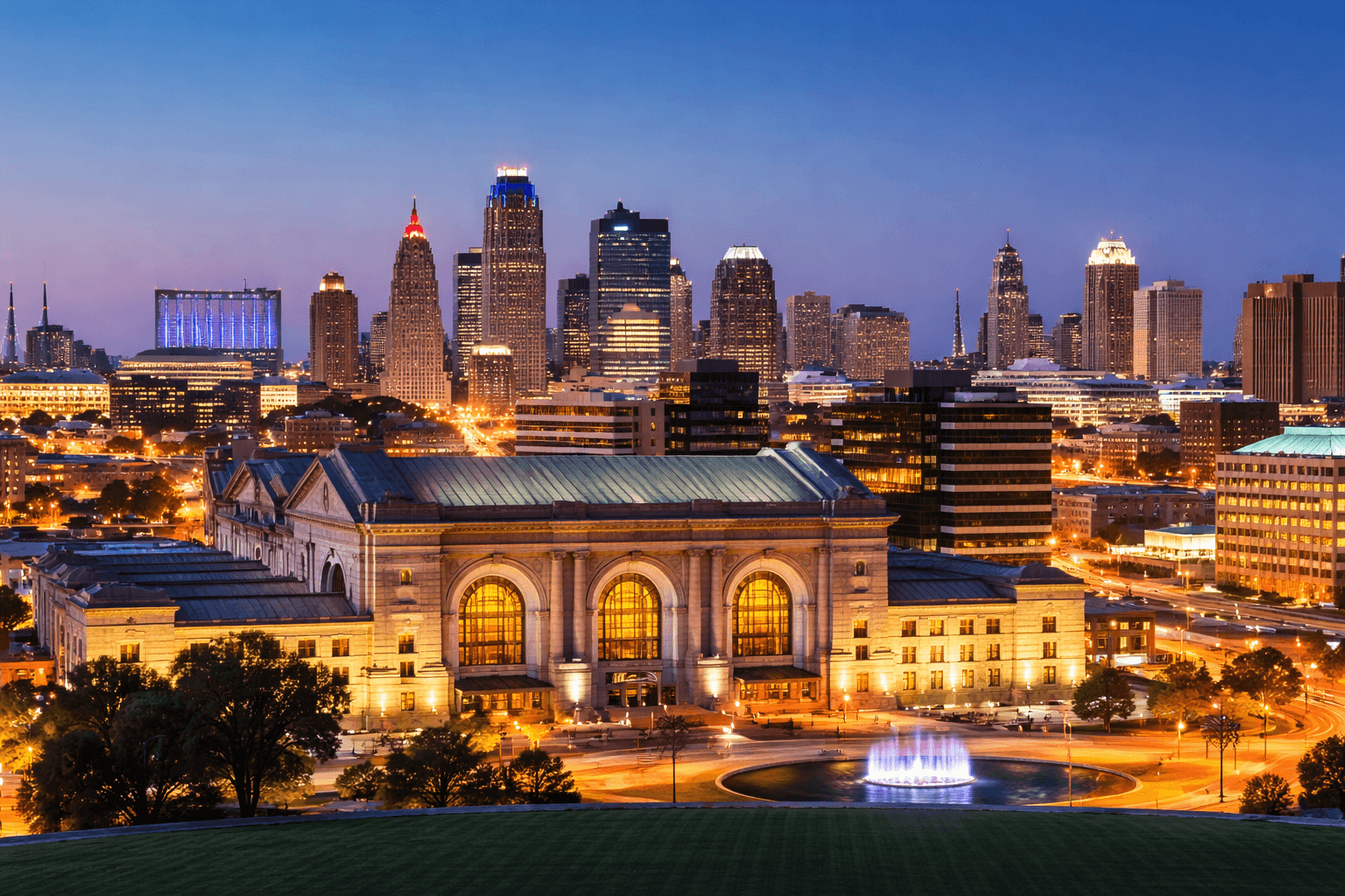 Kansas City skyline at dusk